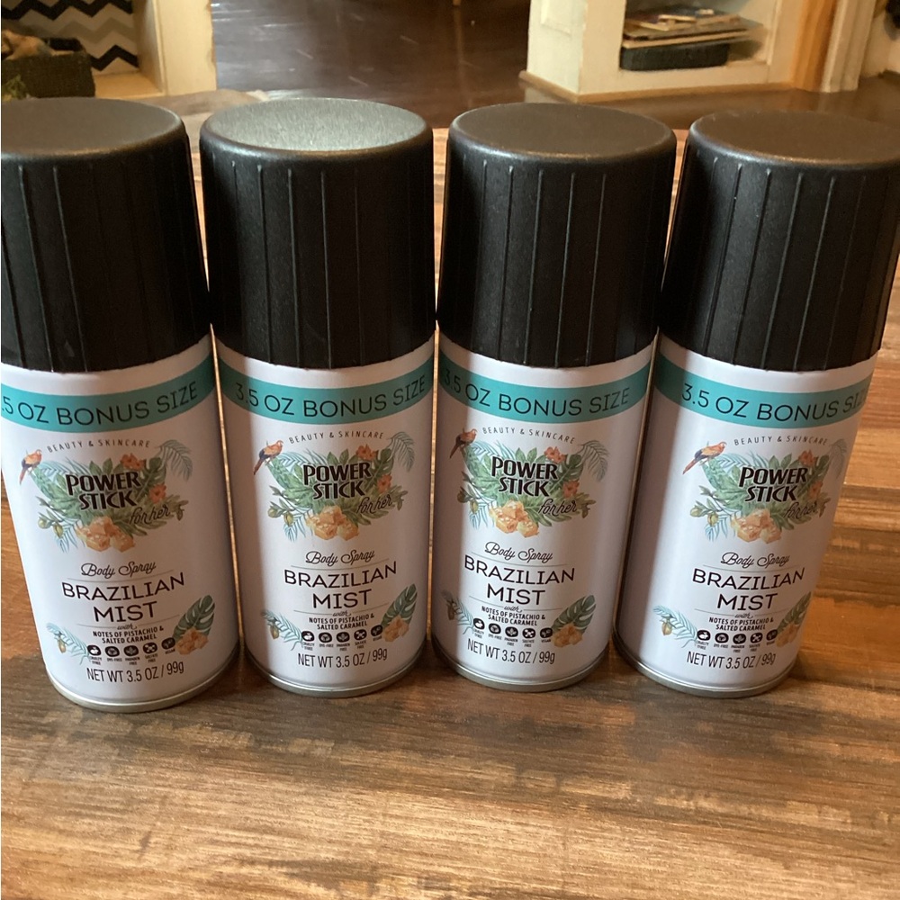 POWER STICK BRAZILIAN MIST BODY SPRAY PISTACHIO CARAMEL SCENTED LOT of 4. #23